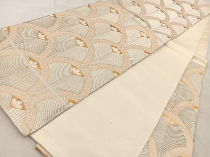 平和屋着物◎六通柄袋帯 唐織 青海若松葉文 錦繍 金糸 正絹 逸品 BAAV6653yc