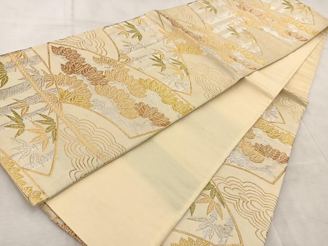 平和屋着物◎六通柄袋帯 地紙松竹文 金銀糸 正絹 逸品 BAAV6654yc