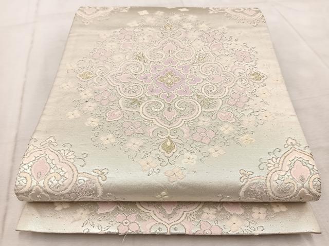 平和屋着物◎六通柄袋帯 正倉院花文 金銀糸 正絹 逸品 BAAV6695yc