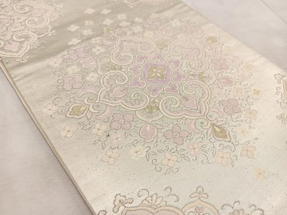 平和屋着物◎六通柄袋帯 正倉院花文 金銀糸 正絹 逸品 BAAV6695yc