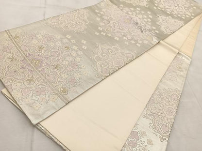 平和屋着物◎六通柄袋帯 正倉院花文 金銀糸 正絹 逸品 BAAV6695yc