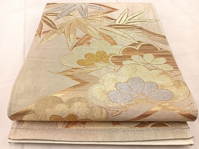 平和屋着物◎六通柄袋帯 松竹文 金銀糸 正絹 逸品 BAAV6699yc