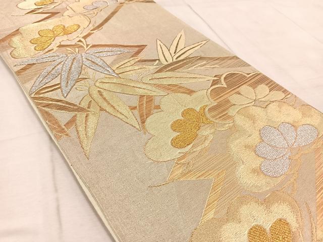 平和屋着物◎六通柄袋帯 松竹文 金銀糸 正絹 逸品 BAAV6699yc