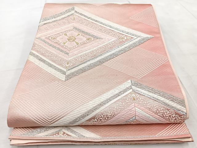 平和屋着物◎六通柄袋帯　唐織　入子菱花文　金銀糸　正絹　逸品　BAAV6701yc