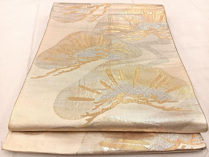 平和屋着物◎六通柄袋帯　笠松　金銀糸　正絹　逸品　BAAV6702yc
