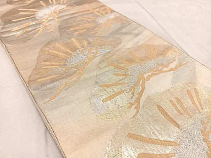 平和屋着物◎六通柄袋帯　笠松　金銀糸　正絹　逸品　BAAV6702yc
