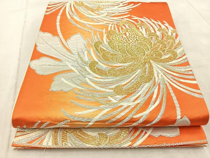 平和屋着物◎六通柄袋帯 唐織 乱菊 金銀糸 正絹 逸品 BAAV6704yc