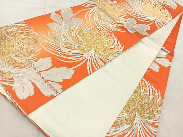 平和屋着物◎六通柄袋帯 唐織 乱菊 金銀糸 正絹 逸品 BAAV6704yc
