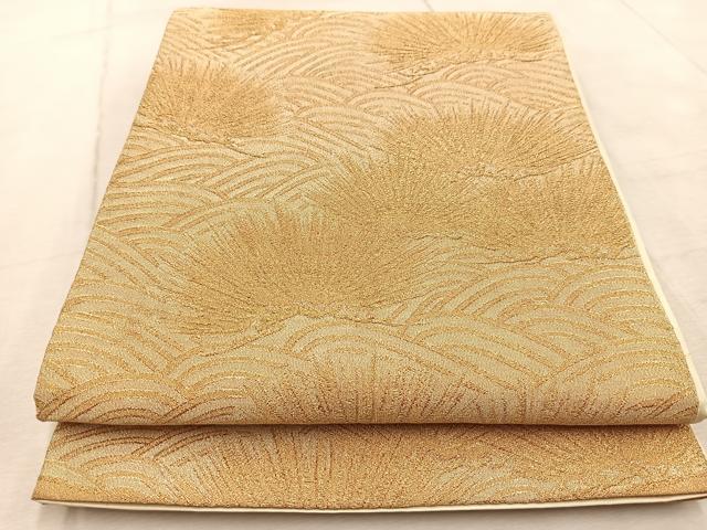 平和屋着物◎六通柄袋帯 浜松文 金糸 正絹 逸品 BAAV6710yc