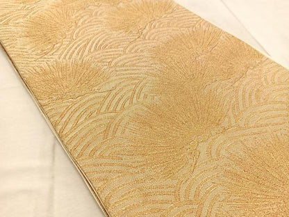 平和屋着物◎六通柄袋帯 浜松文 金糸 正絹 逸品 BAAV6710yc