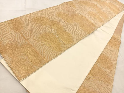 平和屋着物◎六通柄袋帯 浜松文 金糸 正絹 逸品 BAAV6710yc