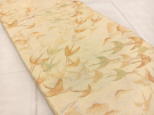 平和屋着物◎六通柄袋帯 飛鶴流水文 金銀糸 正絹 逸品 BAAV6726yc