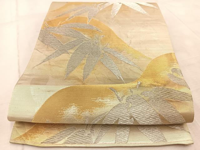 平和屋着物◎六通柄袋帯 遠山笹の葉文 金銀糸 正絹 逸品 BAAV6728yc