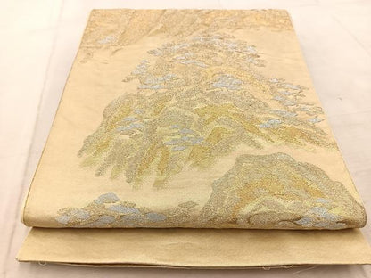 平和屋着物◎六通柄袋帯 重ね山松文 金銀糸 正絹 逸品 BAAV6732yc