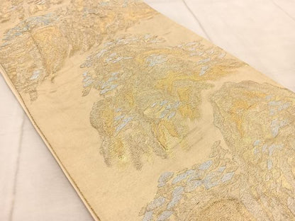 平和屋着物◎六通柄袋帯 重ね山松文 金銀糸 正絹 逸品 BAAV6732yc