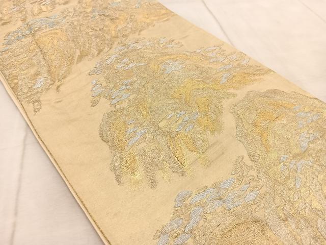 平和屋着物◎六通柄袋帯 重ね山松文 金銀糸 正絹 逸品 BAAV6732yc