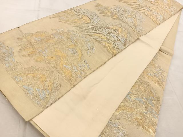 平和屋着物◎六通柄袋帯 重ね山松文 金銀糸 正絹 逸品 BAAV6732yc