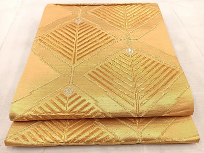 平和屋着物◎六通柄袋帯 松皮菱文 金銀糸 正絹 逸品 BAAV6741yc