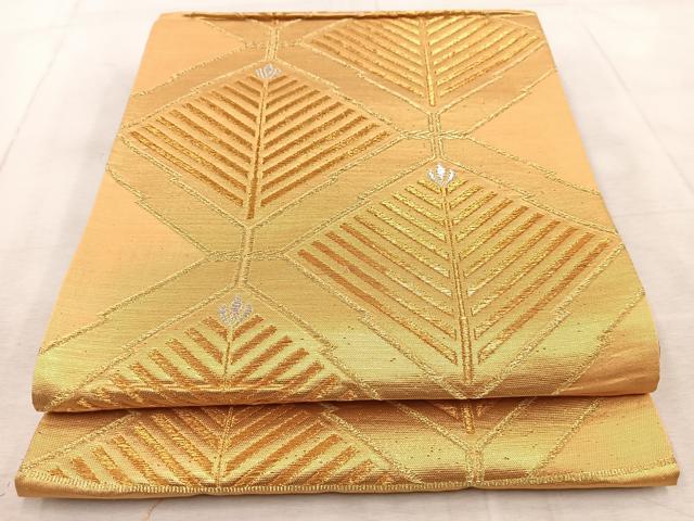 平和屋着物◎六通柄袋帯 松皮菱文 金銀糸 正絹 逸品 BAAV6741yc