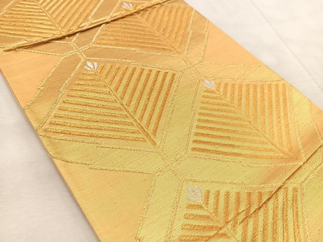 平和屋着物◎六通柄袋帯 松皮菱文 金銀糸 正絹 逸品 BAAV6741yc