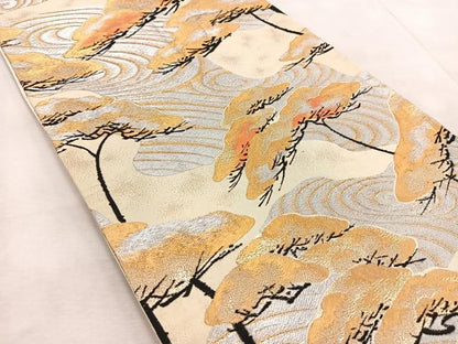 平和屋着物◎六通柄袋帯 浜松文 金銀糸 正絹 逸品 BAAV6744yc
