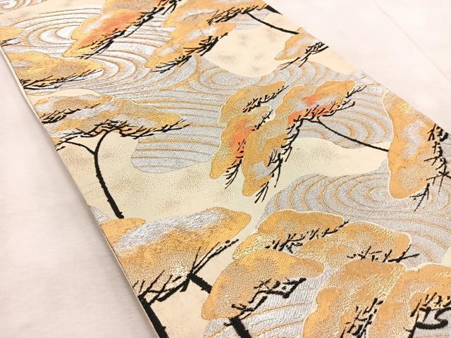 平和屋着物◎六通柄袋帯 浜松文 金銀糸 正絹 逸品 BAAV6744yc