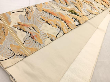 平和屋着物◎六通柄袋帯 浜松文 金銀糸 正絹 逸品 BAAV6744yc