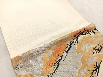 平和屋着物◎六通柄袋帯 浜松文 金銀糸 正絹 逸品 BAAV6744yc