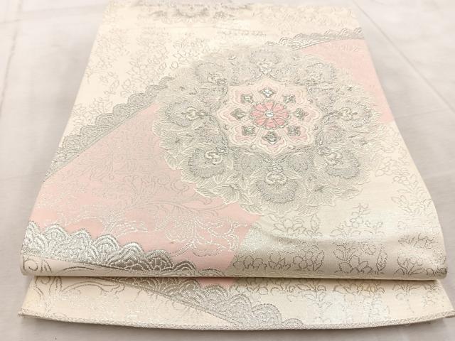 平和屋着物◎六通柄袋帯 唐織 みゆき 青海更紗 銀糸 正絹 逸品 BAAV6749yc