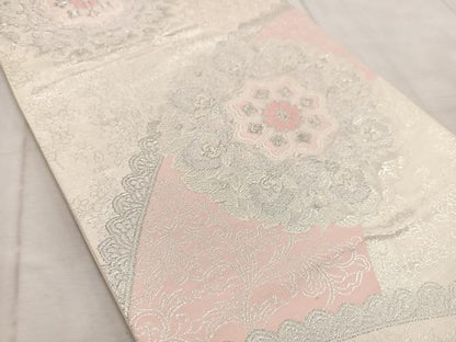 平和屋着物◎六通柄袋帯 唐織 みゆき 青海更紗 銀糸 正絹 逸品 BAAV6749yc