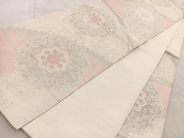 平和屋着物◎六通柄袋帯 唐織 みゆき 青海更紗 銀糸 正絹 逸品 BAAV6749yc