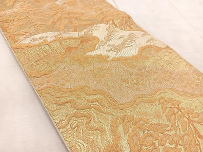 平和屋着物◎六通柄袋帯　浜松文　金糸　正絹　逸品　BAAV6751yc