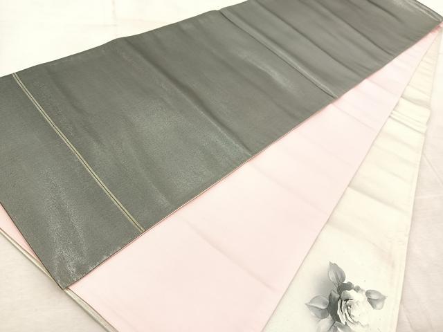 平和屋着物◎太鼓柄袋帯　草花文　手描き　引箔　正絹　逸品　BAAV6760yc