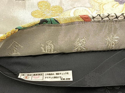 平和屋着物●全通柄袋帯 唐織 雪輪花文 金銀糸 正絹 逸品 BAAV6765yc