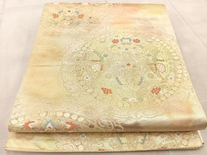 平和屋着物◎六通柄袋帯 唐織 狩猟文 金糸 引箔 正絹 逸品 BAAV6773yc