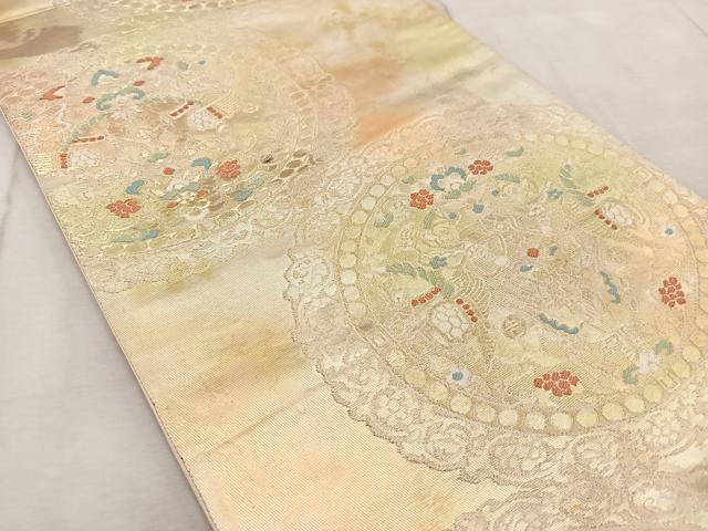 平和屋着物◎六通柄袋帯 唐織 狩猟文 金糸 引箔 正絹 逸品 BAAV6773yc