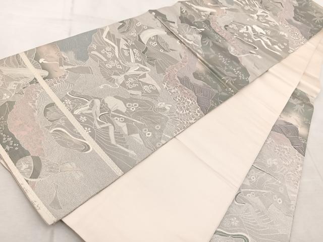 平和屋着物◎六通柄袋帯 プラチナ箔 手織二重箔 平安雅人文様 正絹 逸品 BAAV6780yc