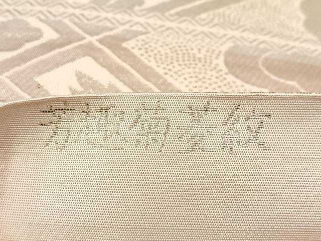 平和屋着物◎六通柄袋帯　芳趣菊菱紋　銀糸　やまと　正絹　逸品　BAAV6808yc