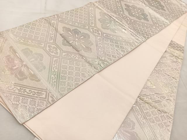 平和屋着物◎六通柄袋帯　芳趣菊菱紋　銀糸　やまと　正絹　逸品　BAAV6808yc