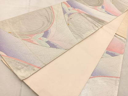 平和屋着物◎六通柄袋帯　唐織　飛鶴文　金銀糸　正絹　逸品　BAAV6825yc