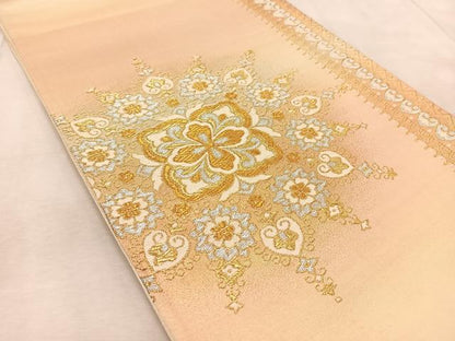 平和屋着物◎六通柄袋帯　正倉院花文　金銀糸　引箔　正絹　逸品　BAAV6828yc