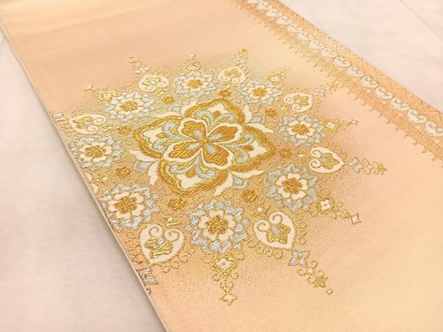 平和屋着物◎六通柄袋帯　正倉院花文　金銀糸　引箔　正絹　逸品　BAAV6828yc