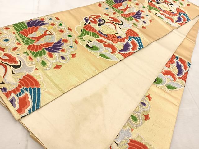 平和屋着物◎六通柄袋帯　唐織　鳳凰鴛鴦文　金銀糸　正絹　逸品　BAAV6844yc