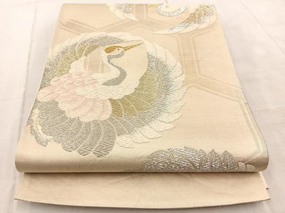 平和屋着物◎六通柄袋帯　唐織　飛鶴丸文　金銀糸　正絹　逸品　BAAV6851yc