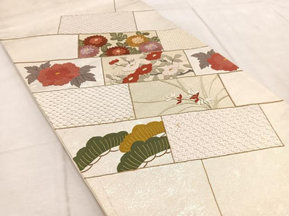 平和屋着物◎中国三大刺繍　相良刺繍　太鼓柄袋帯　総刺繍　駒刺繍　石垣花文　引箔　正絹　逸品　BAAV6911yc