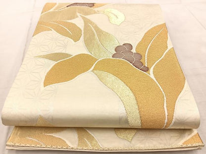 平和屋着物◎六通柄袋帯　草花文　金銀糸　正絹　逸品　BAAV7029yc
