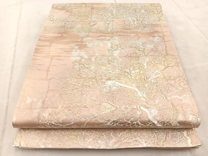 平和屋着物◎六通柄袋帯　樹林文　金銀糸　引箔　正絹　逸品　BAAV7048yc