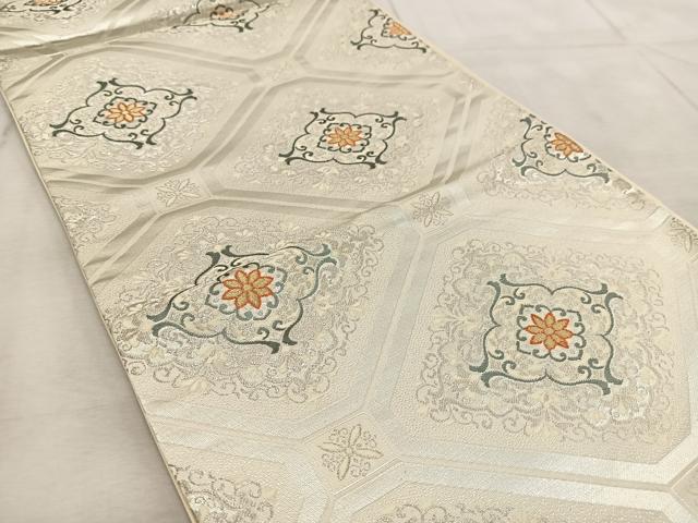 平和屋着物◎六通柄袋帯　蜀江花文　金銀糸　正絹　逸品　BAAV7074yc
