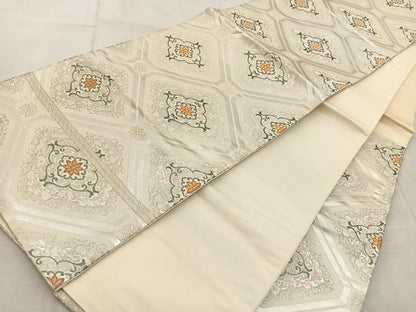 平和屋着物◎六通柄袋帯　蜀江花文　金銀糸　正絹　逸品　BAAV7074yc