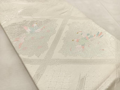 平和屋着物◎六通柄袋帯　鳳凰菱天井花文　金銀糸　正絹　逸品　BAAV7075yc